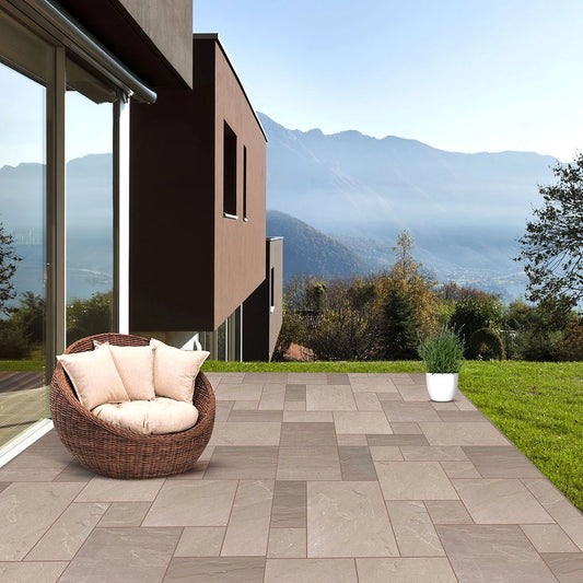 Autumn Brown Indian Sandstone Paving Slabs – 600mm x 900mm – 22mm (18.5sqm)