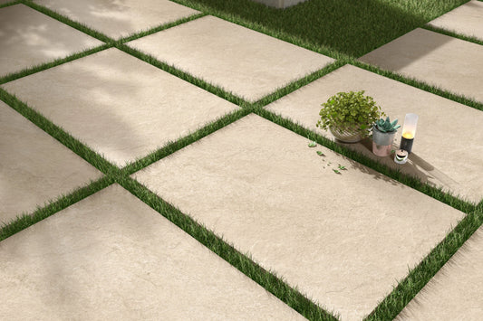 Hammer Stone Beige Outdoor Porcelain Paving Tiles – 900mm x 600mm – 20mm (21.6sqm)