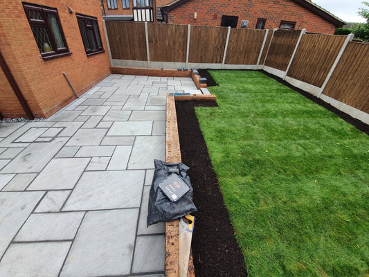 Kandla Grey Indian Sandstone Paving Slabs – Mixed – Patio Kit – 18mm (20.71sqm)