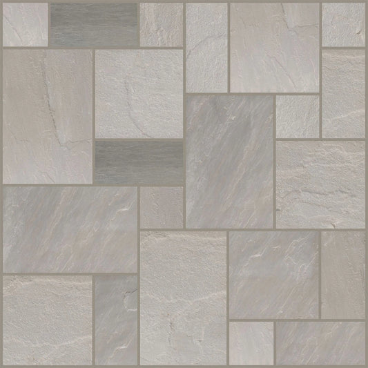 Kandla Grey Indian Sandstone Paving Slabs – Mixed – Patio Kit – 22mm (18.9sqm)