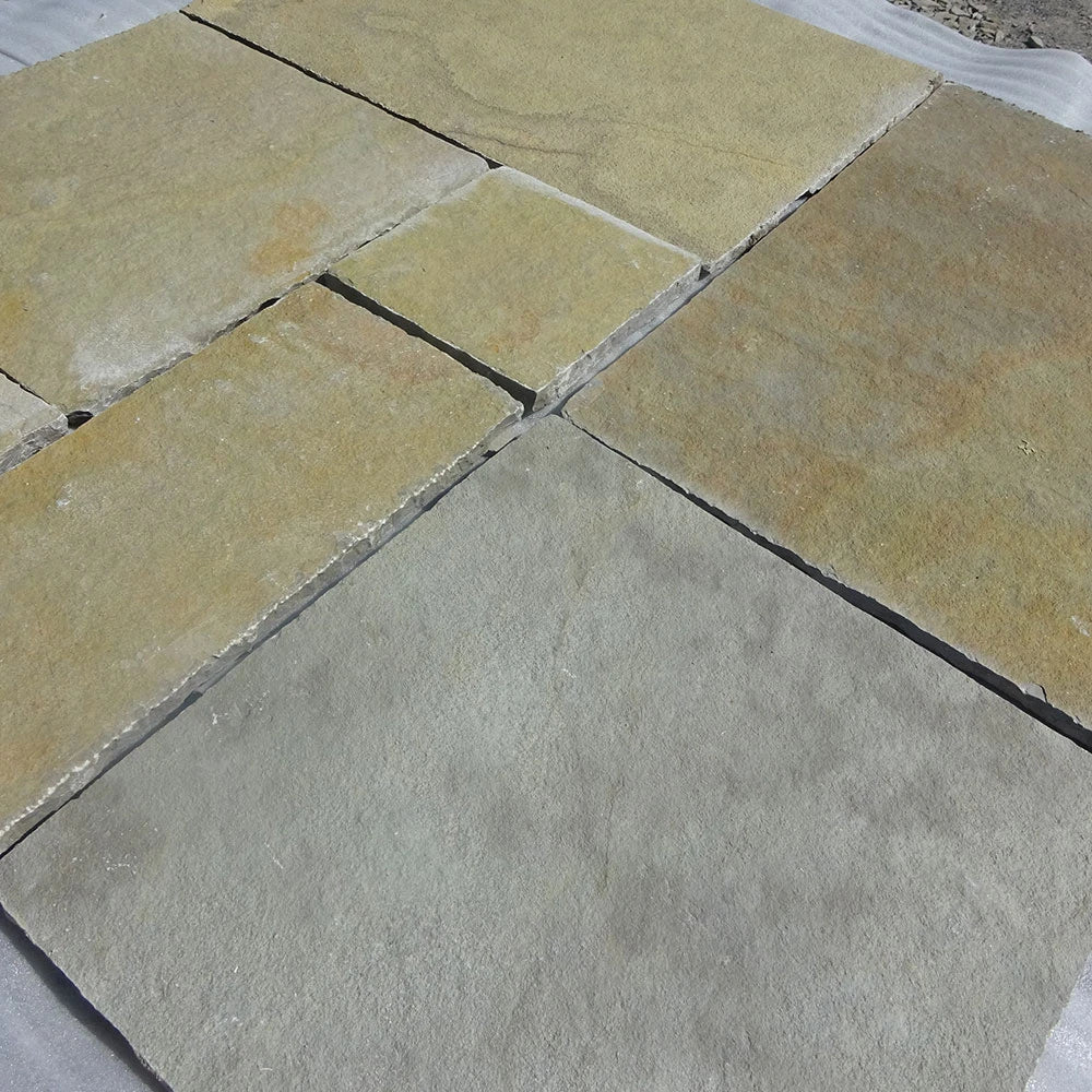 Lime Yellow Limestone Paving Slabs – Mixed – 22mm (15.3sqm)