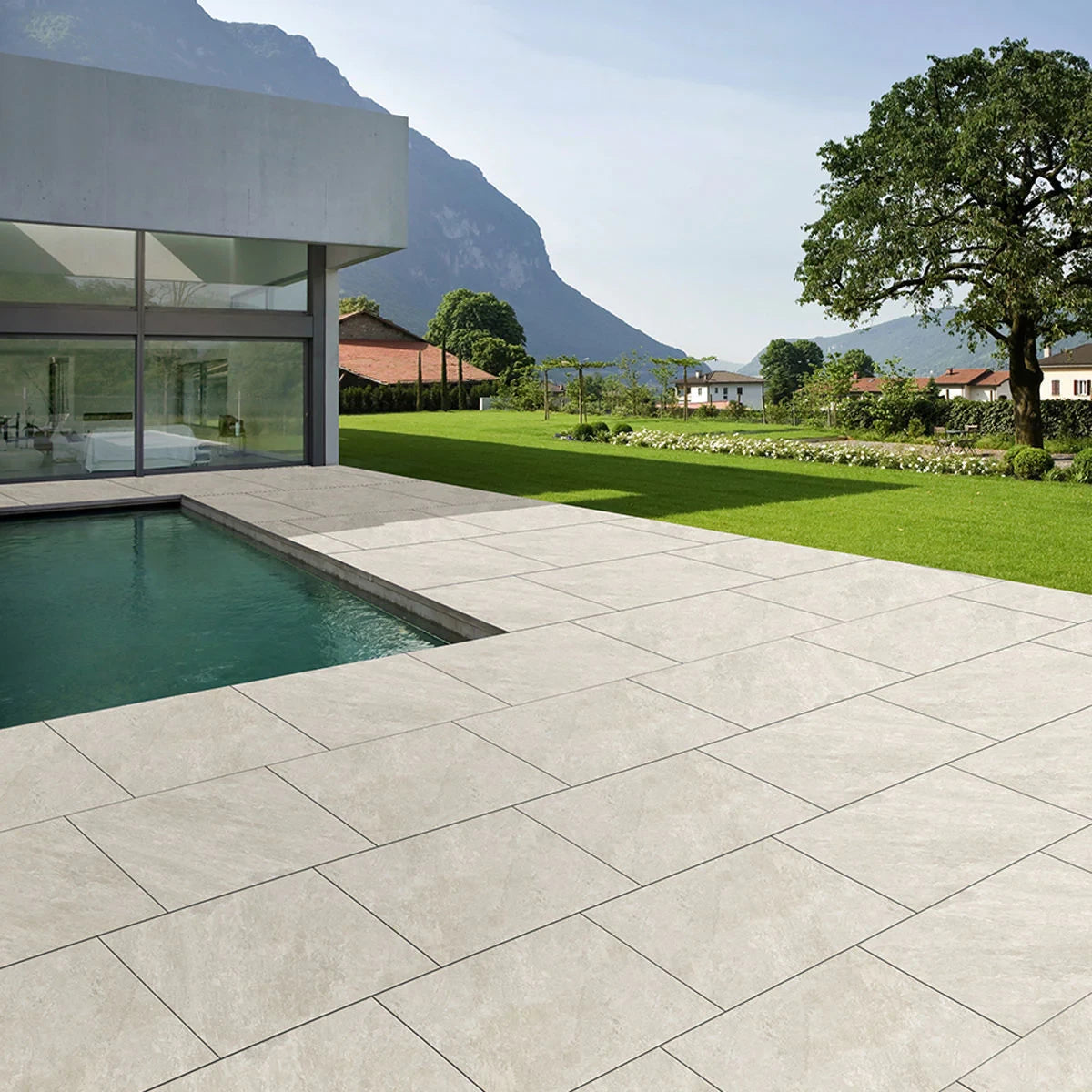 Quartz White Outdoor Porcelain Paving Tiles – 900mm x 600mm – 20mm (21.6sqm)