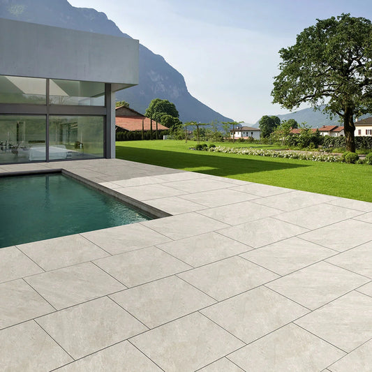 Quartz White Outdoor Porcelain Paving Tiles – 900mm x 600mm – 20mm (21.6sqm)