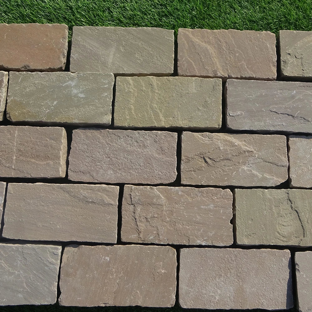 Raj Green Cobble Stone Set (100mm x 200mm) – 900 Cobbles (9m2 Pack)