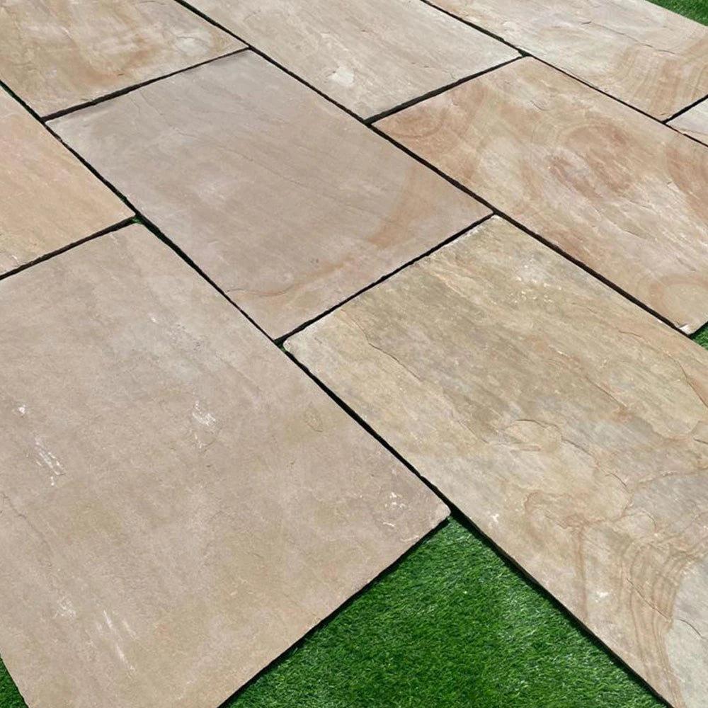 Rippon Buff Indian Sandstone Paving Slabs – Mixed – Patio Kit – 22mm (18.9sqm)