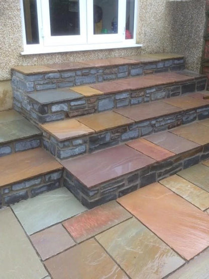 Raj Blend Indian Sandstone Paving Slabs – Mixed – Patio Kit – 22mm (18.9sqm)